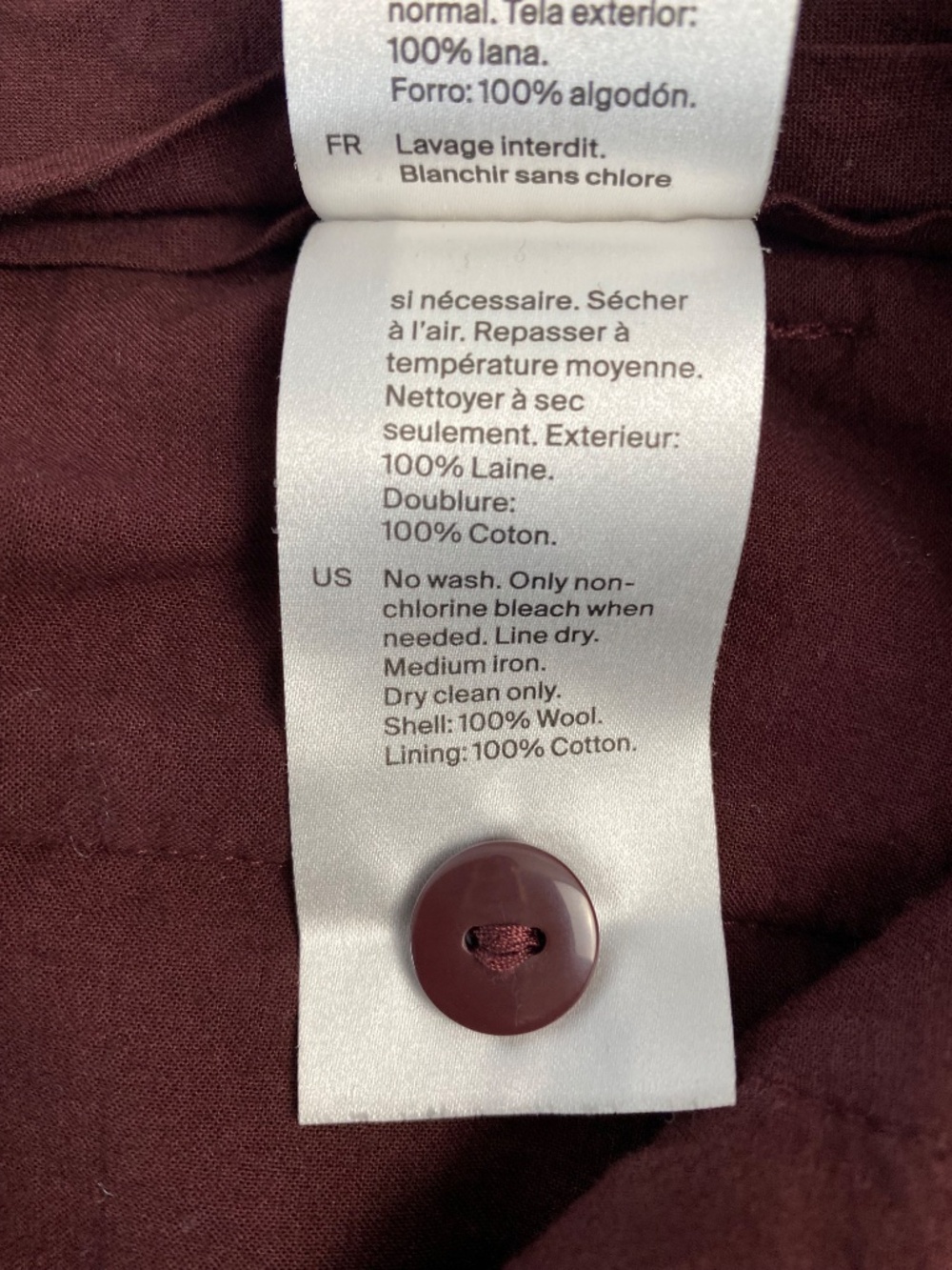 COS Wide Leg Cargo Pant Adjustable Waist Trousers Wool in Burgundy Size 6 - Picture 11 of 12